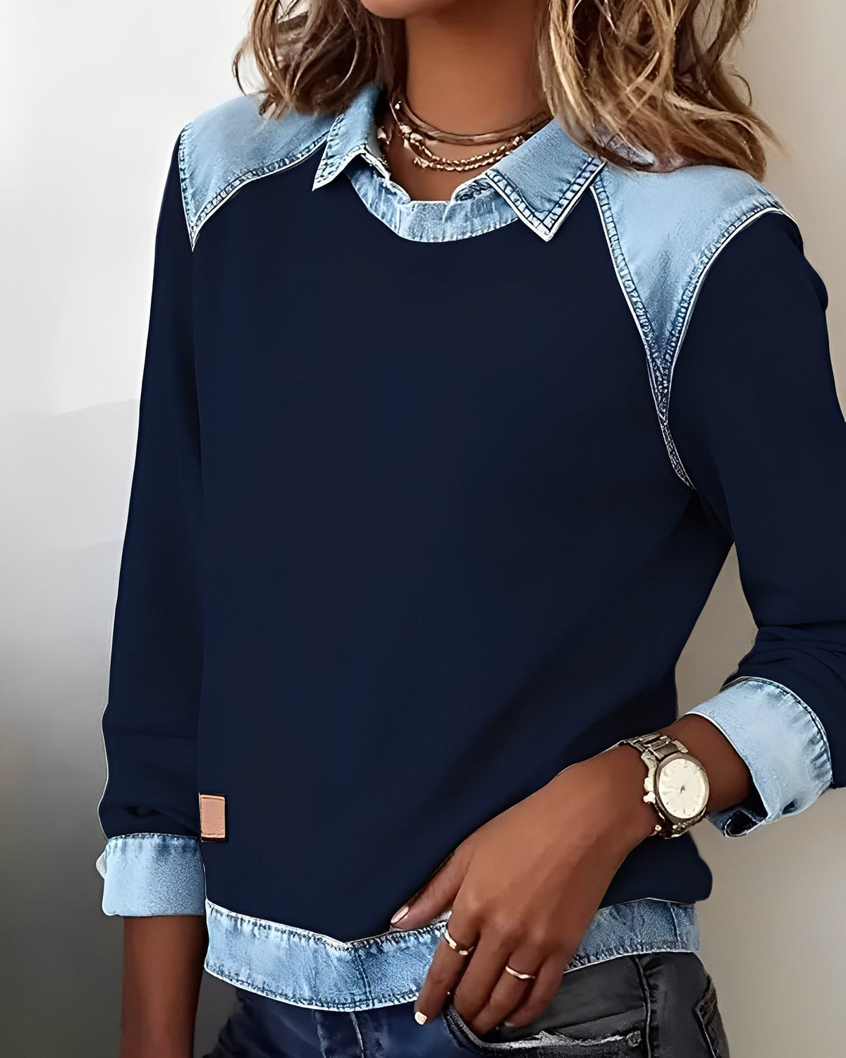 DenimChic: Il maglione polo con dettagli in denim