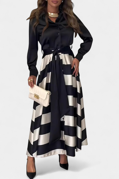 Velisora™ Abito Camicia a Righe Elegante