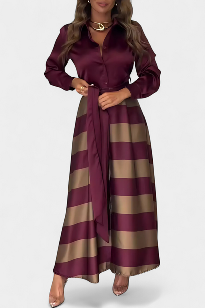 Velisora™ Abito Camicia a Righe Elegante