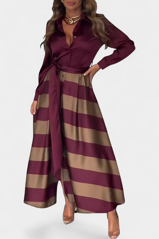 Velisora™ Abito Camicia a Righe Elegante