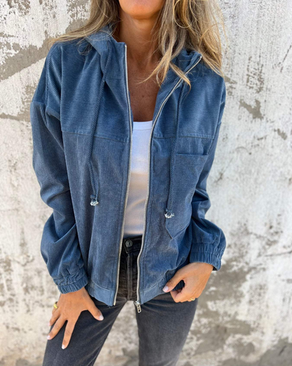 LYRA| Chaqueta informal de terciopelo con capucha