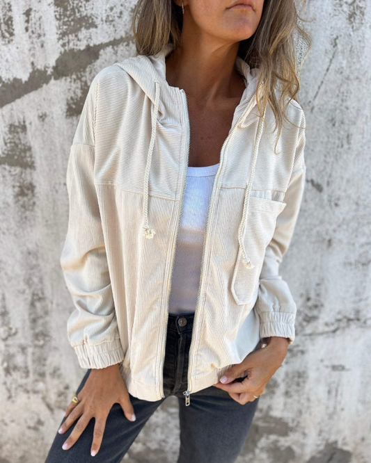 LYRA| Chaqueta informal de terciopelo con capucha