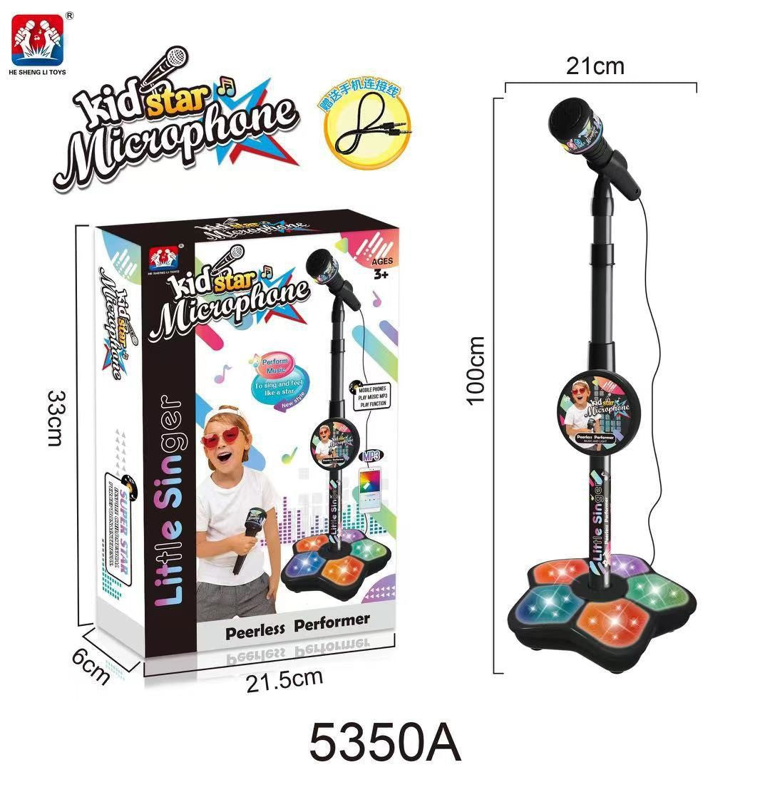 Melodrio™ – Soporte de micrófono para karaoke para niños con luz y música
