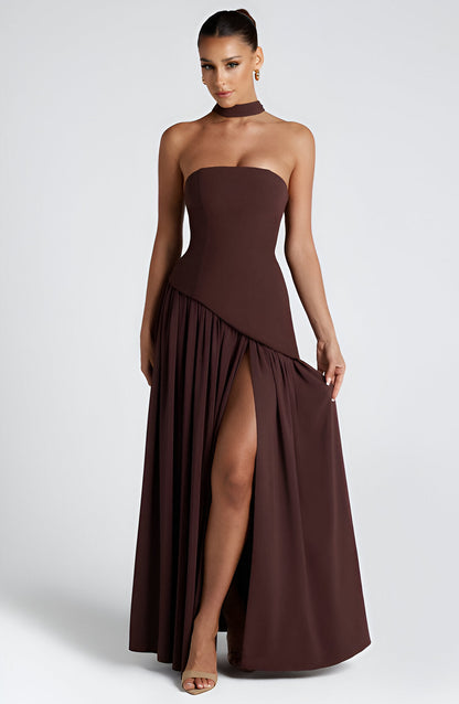 Vestido largo elegante en contraste Lunaria™