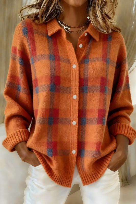 Lunavero™ | Cardigan in Maglia a Quadri dal Fascino Retrò