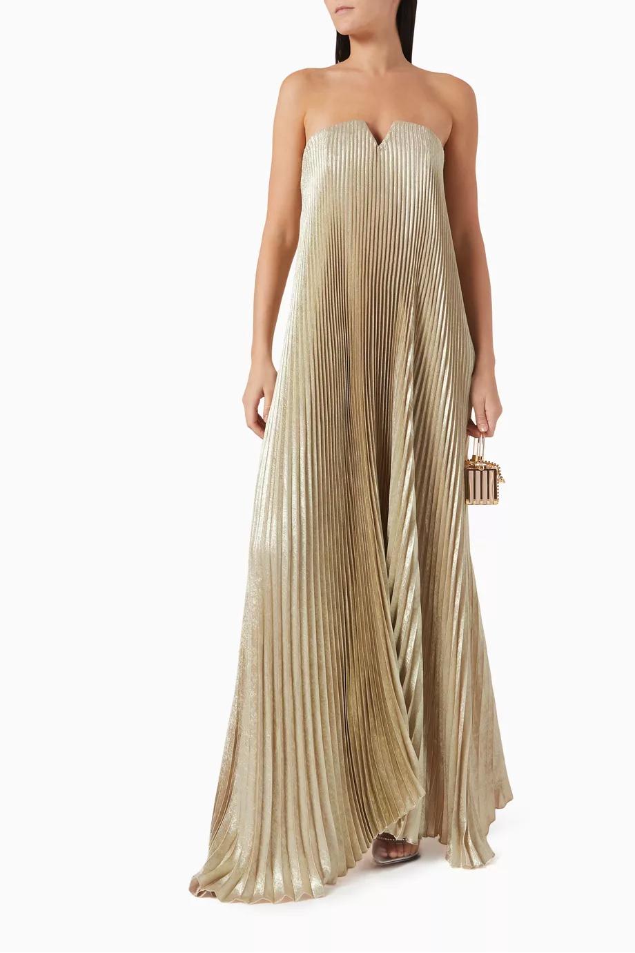 Aurevelle™ | Elegant Plissé Gala Gown