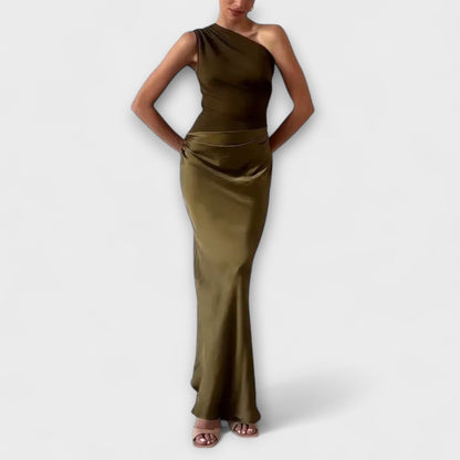 Lunarié™ | One-Shoulder Elegance Maxi Dress