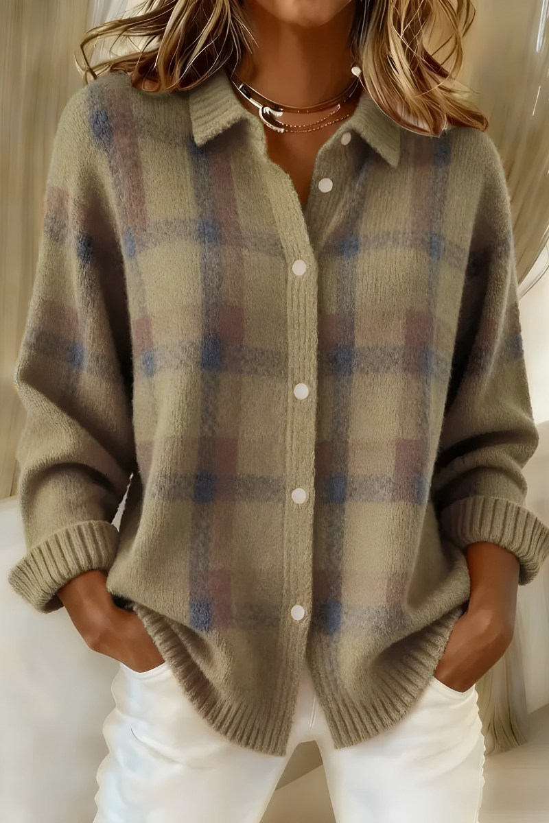 Lunavero™ | Cárdigan de Maglia a Quadri dal Fascino Retrò