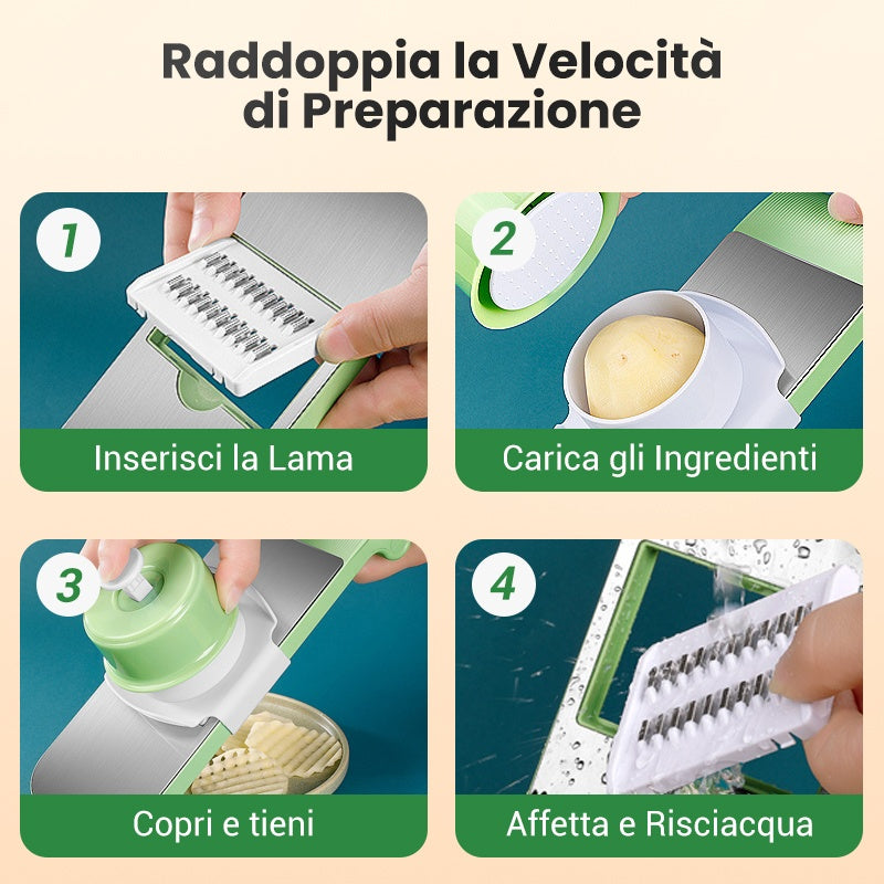 VerduraPro™ | Taglierina Multifuncional 7 en 1 para Verdure e Frutta