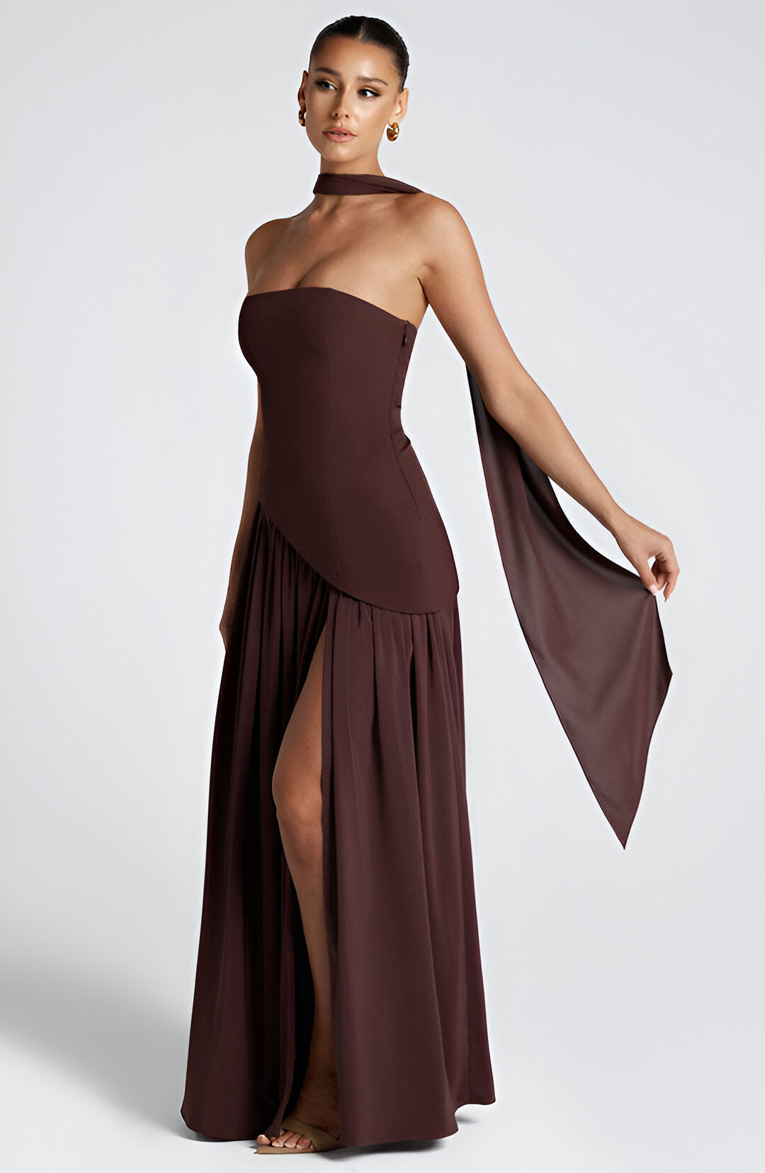 Vestido largo elegante en contraste Lunaria™