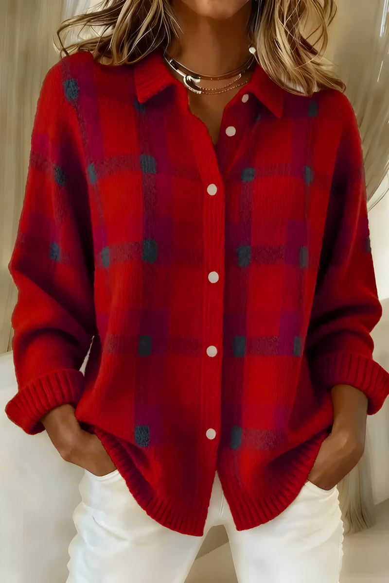 Lunavero™ | Cárdigan de Maglia a Quadri dal Fascino Retrò