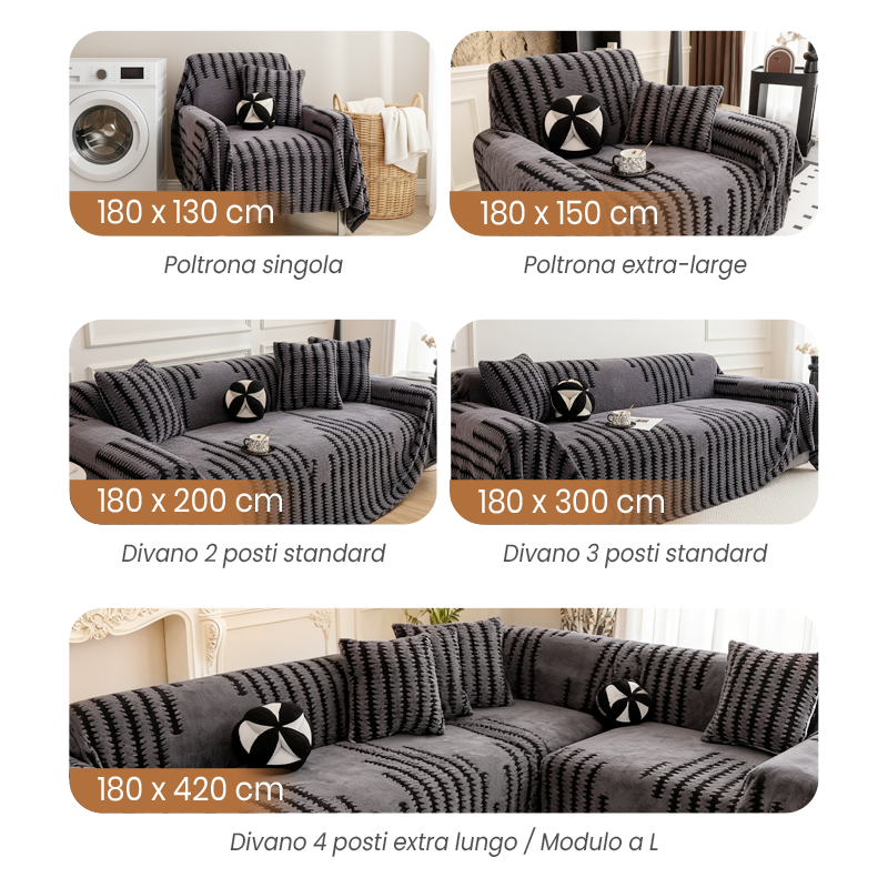 Soffiluxe™ Copridivano Morbido Antiscivolo – Protezione elegante per ogni ambiente