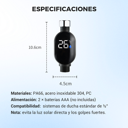 AquaLumo™ – Termómetro digital para la ducha con pantalla LCD retroiluminada