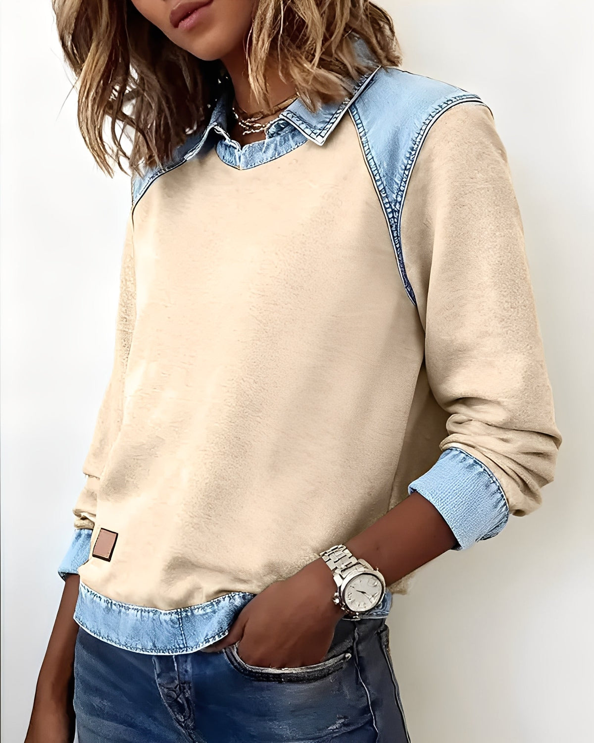 DenimChic: Il maglione polo con dettagli in denim