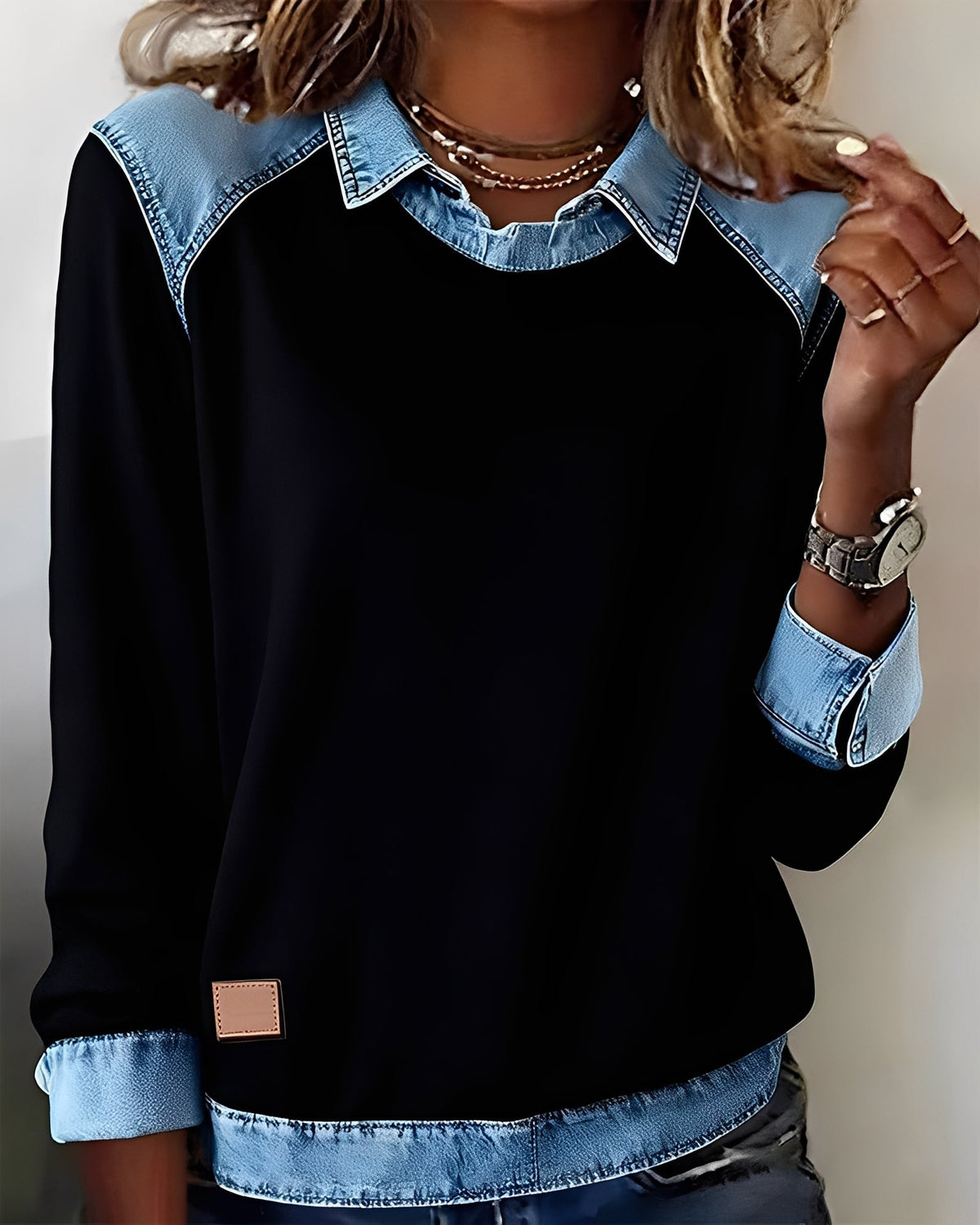 DenimChic: Il maglione polo con dettagli in denim
