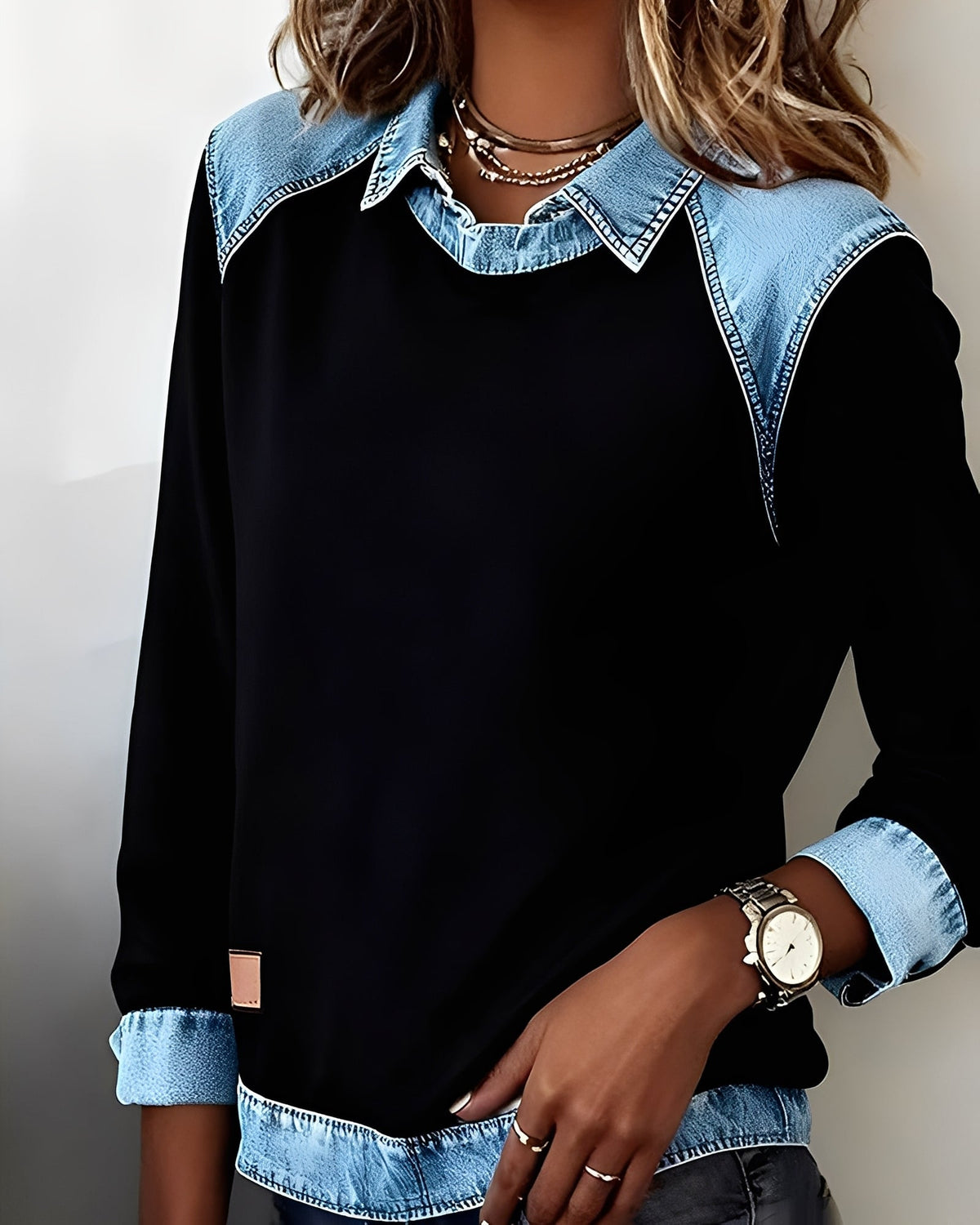 DenimChic: Il maglione polo con dettagli in denim