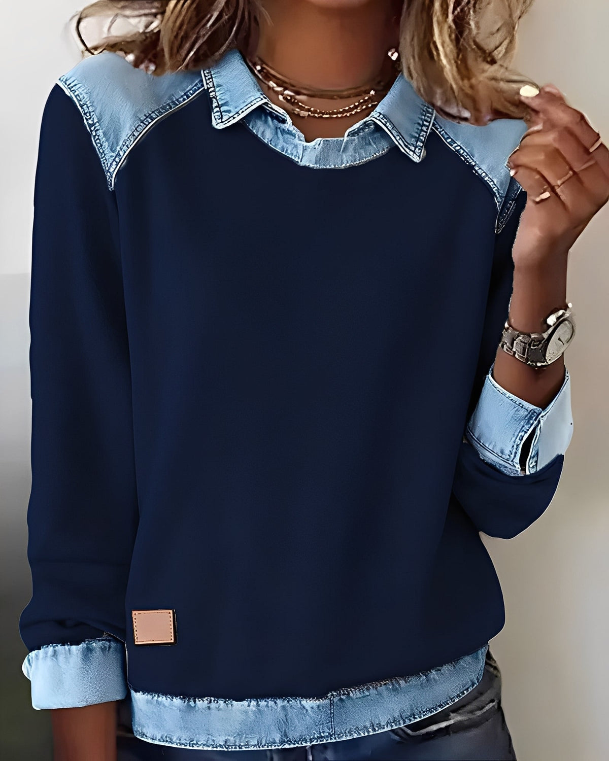 DenimChic: Il maglione polo con dettagli in denim
