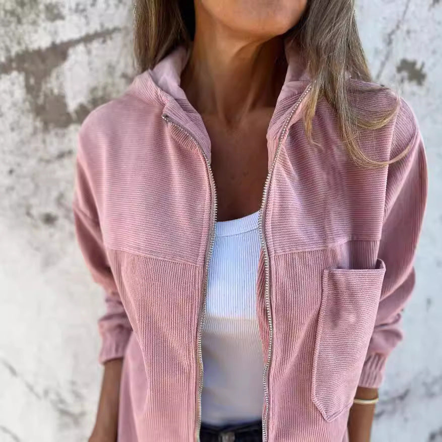 LYRA| Chaqueta informal de terciopelo con capucha