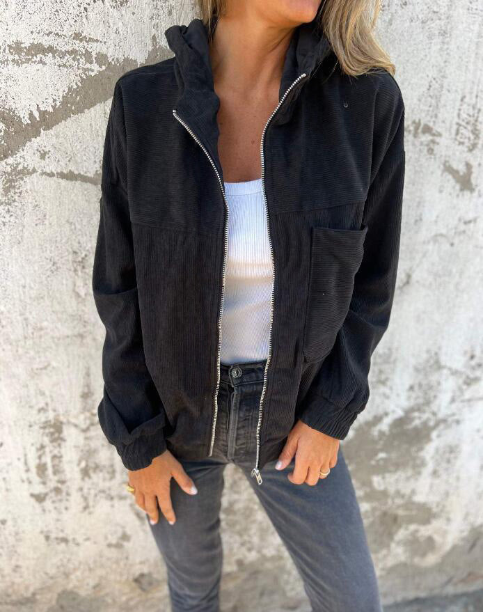 LYRA| Chaqueta informal de terciopelo con capucha