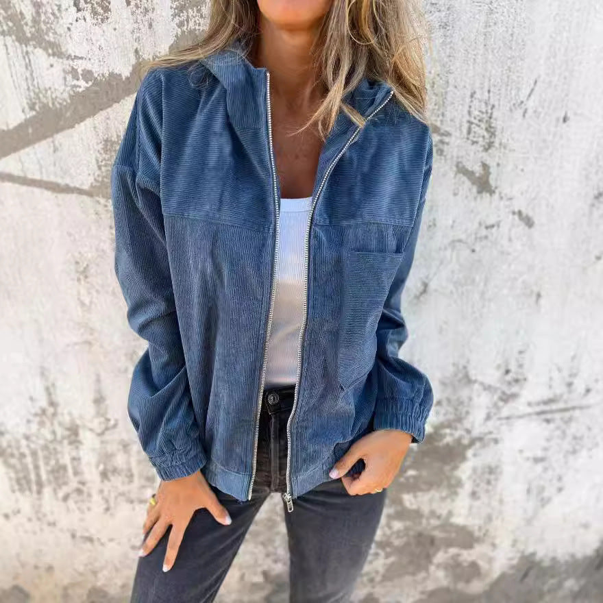 LYRA| Chaqueta informal de terciopelo con capucha