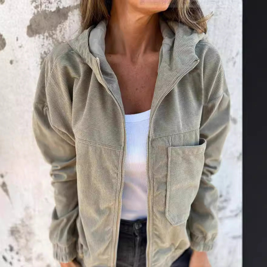 LYRA| Chaqueta informal de terciopelo con capucha