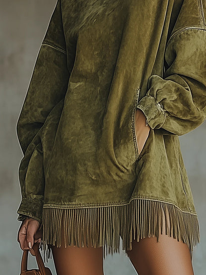 SuedeLux - Il mini-abito de microfibra estafada, elegancia boho