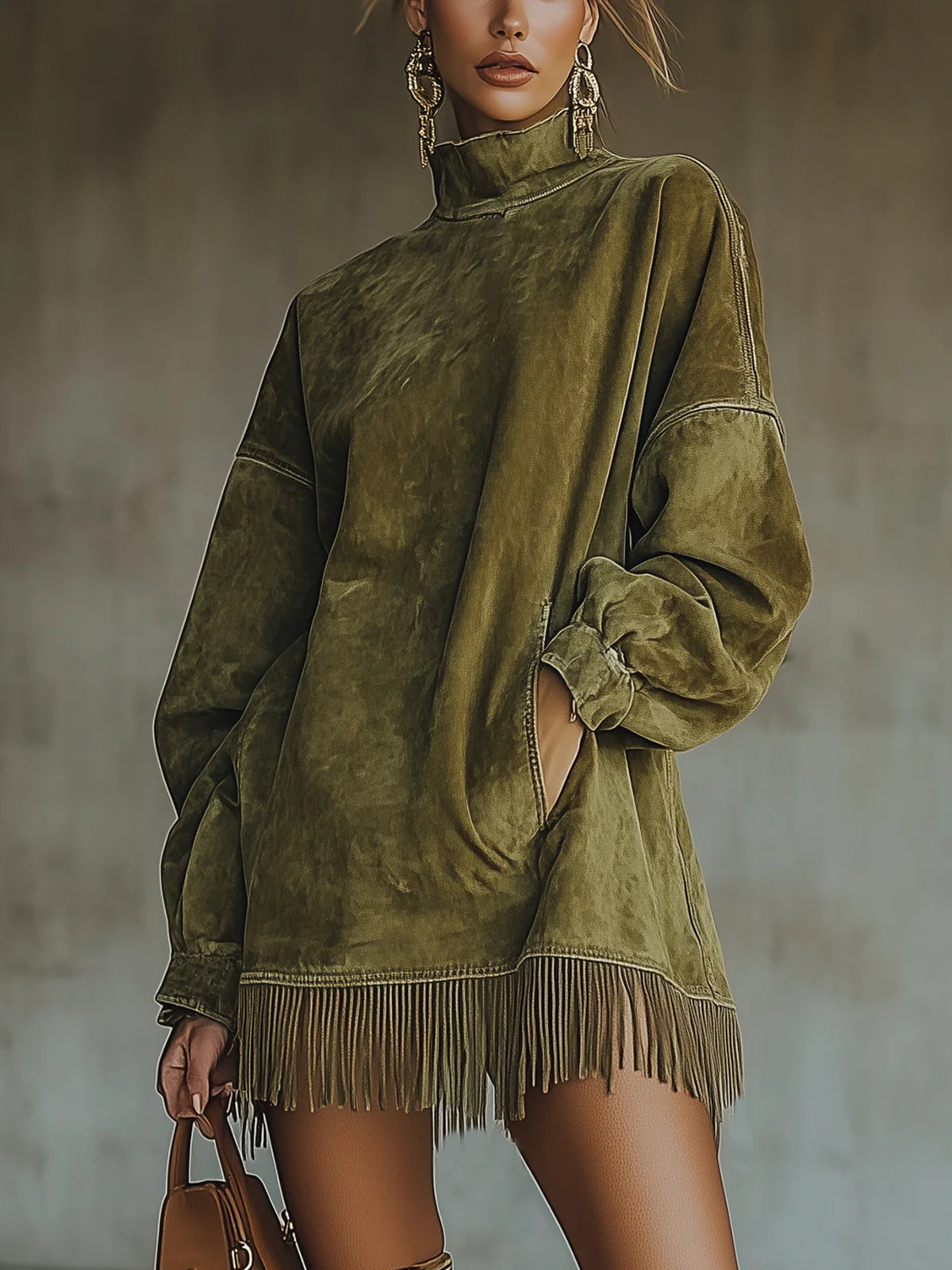 SuedeLux - Il mini-abito de microfibra estafada, elegancia boho
