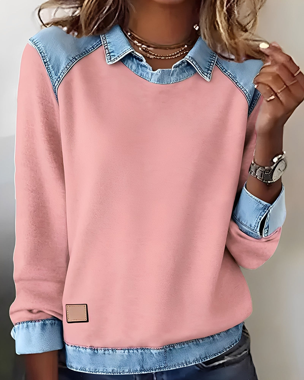 DenimChic: Il maglione polo con dettagli in denim
