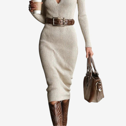 Zanvéra™ | Abito Midi a Coste con Cintura Elegante