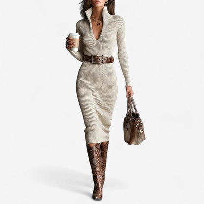Zanvéra™ | Abito Midi a Coste con Cintura Elegante