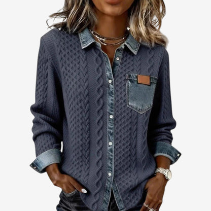 Norvello™ | Maglia Testurizzata con Dettagli en Denim