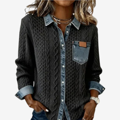 Norvello™ | Maglia Testurizzata con Dettagli en Denim