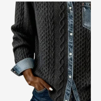 Norvello™ | Maglia Testurizzata con Dettagli en Denim
