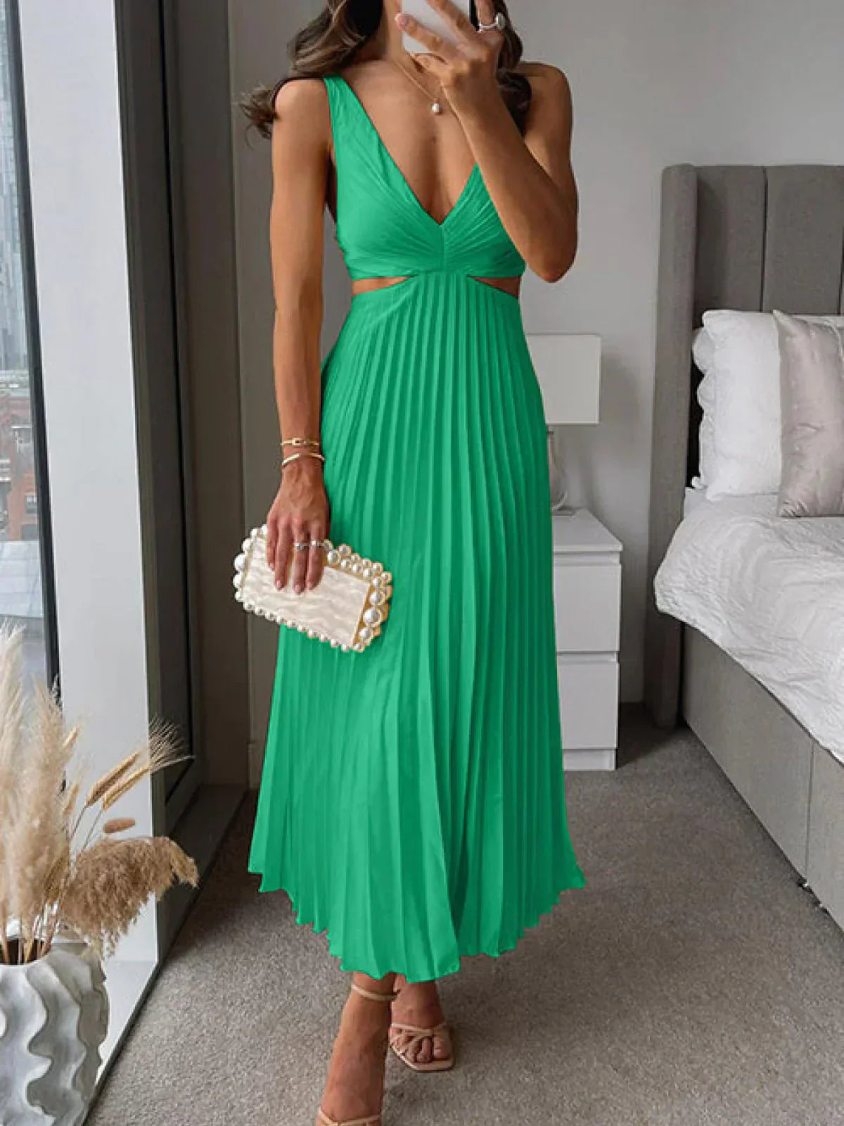 Elura™ – Flowing Cutout Midi Dress with Sculpted Waist