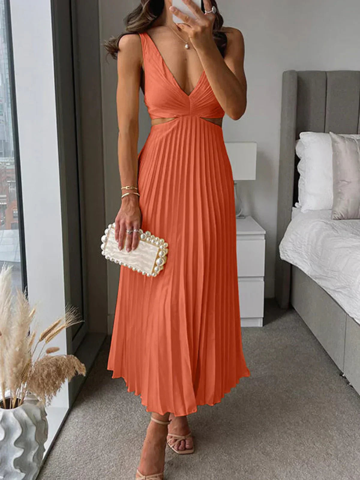 Elura™ – Flowing Cutout Midi Dress with Sculpted Waist