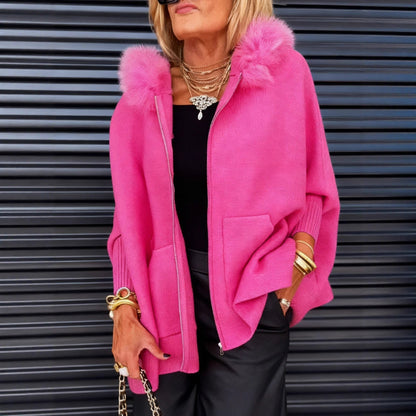Fucsia - Poncho-giacca per un glamour senza sforzo