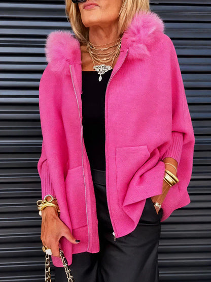 Fucsia - Poncho-giacca per un glamour senza sforzo