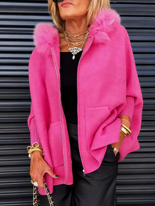 Fucsia - Poncho-giacca per un glamour senza sforzo