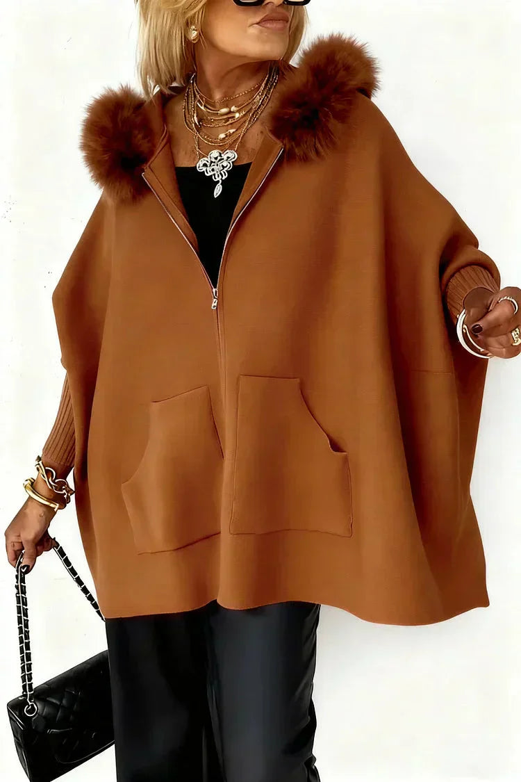 Fucsia - Poncho-giacca per un glamour senza sforzo