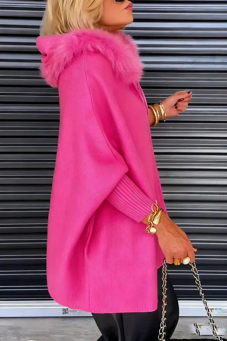 Fucsia - Poncho-giacca per un glamour senza sforzo